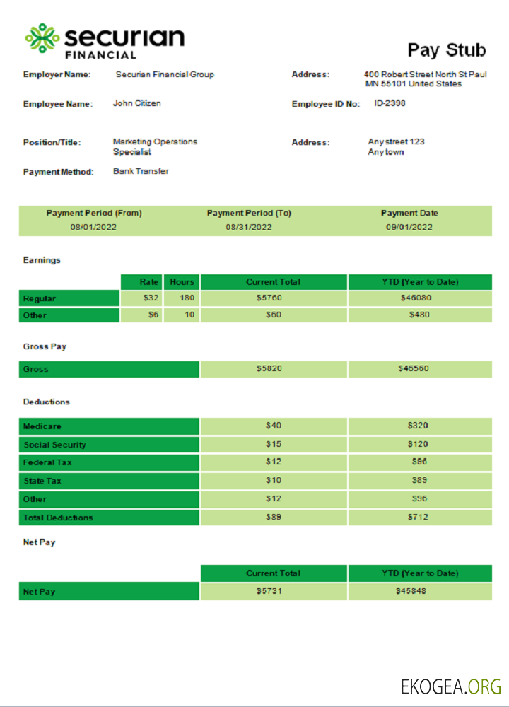 Feuille d'employé d'une compagnie d'assurance américaine